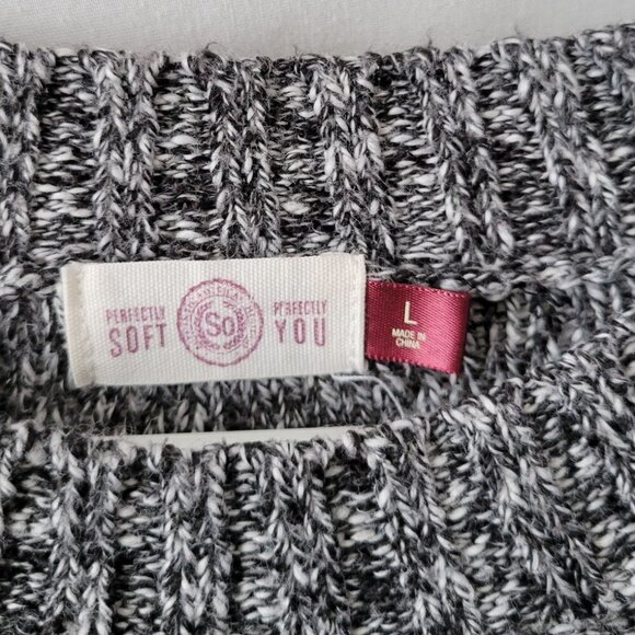 Perfectly Soft You SO Heritage Sweater cable knit Large cozy rustic blk/gray EUC - Picture 6 of 11